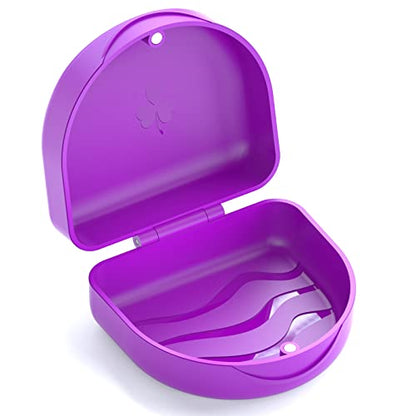 Retainer Case Denture Case: BVN Orthodontic Dental Case, Slim Braces Case, Mouth Guard Case, Denture Box, Teeth Aligner Case, Night Guard Case Container Storage Holder Purple - color: Purple