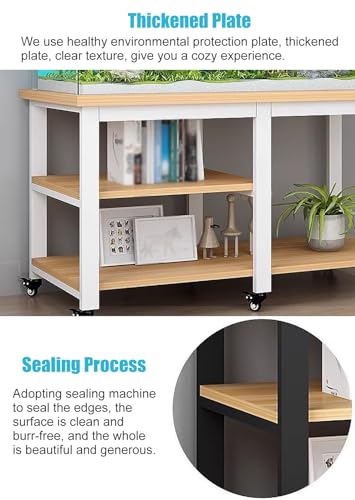 Black Mobile Fish Stand Cabinet with Wheels, 10-30 Gallon Aquarium Storage Rack, Modern 90x40x75cm Organizer for Home Fish Tanks & Supplies, Durable & Stylish Solution - size: (LxWxH)90x40x75cm