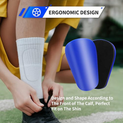 Extra Mini Soccer Shin Guards for Toddler, Kids, Youth & Adults | Ultra Lightweight Insert Small Shin Pads, Boys Girls Men Women, Shock-Absorbing Protection, 3.7×2.4 In, Training & Matches - color: Blue