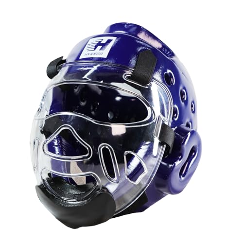 Taekwondo Headgear Karate Headgear with Removable mask for Sparring Partner Muay Thai Taekwondo Karate MMA Training Youth Adults - color: blue, size: X-Large