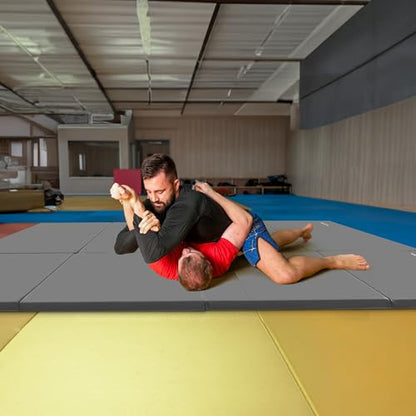 BalanceFrom 6x4 Feet 4-Panel Folding Gymnastics Mat – 2-Inch Thick Pad with Vinyl Surface and Carrying Handles for Tumbling, Yoga, Pilates, Home Workouts, and Martial Arts