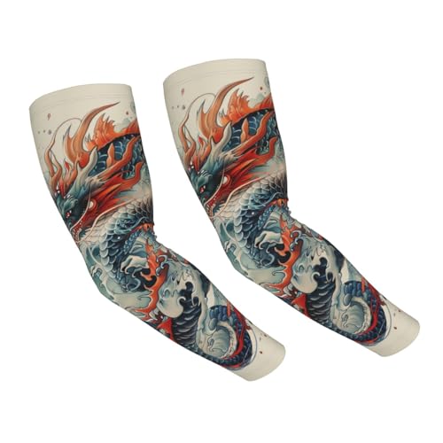 Cooling Arm Sleeves Cover Summer Sun Protection Arm Sleeves For Men Women Baseball Cycling Golf Running - color: Dragon 27