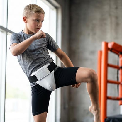 POPETPOP Breathable Kids Boxing Groin Protector Guard for Martial Arts Training Wear-Resistant Crotch Protector Cup for Taekwondo Kickboxing , Karate Fighting Training