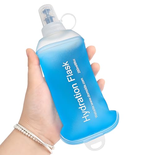 GUYI GYGYL Soft Flask, TPU Collapsible Soft Water Bottle for Hydration Pack, Running Vest, Leak-Proof Folding Water Bottle for Hiking Cycling Climbing Jogging-250ml Blue - color: 250ml Blue