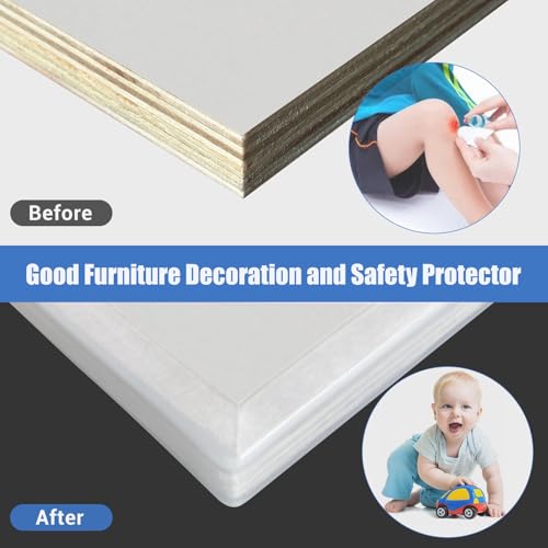 Clear Rubber Edge Trim, Self-Adhesive Transparent Edge Trim, 1-1/8"(28mm) Edge Protector for Plywood, Cabniets or Drawers, Flexible Silicone Rubber Material, Wide U Channel Edge Guards - size: 1-1/8"- Length 20'