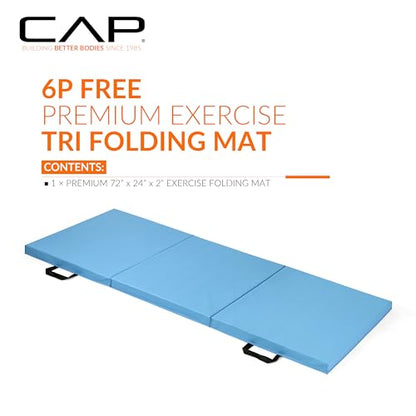 CAP Barbell All Purpose Folding Anti Tear Exercise Training Aerobic Fitness Gym & Gymnastics Balance Mat | Multiple options - color: Blue, style: 6' x 2' x 2.0" Thick