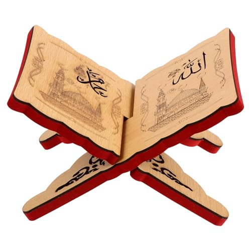 PRETYZOOM Wooden Book Stand Bible Quran Prayer Book Holder Storage Display Rack Ramadan Reading Shelf for Cookbook Magazines Textbooks 7.87 X 5.31 Inches