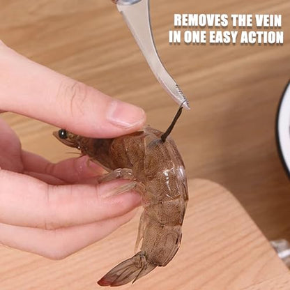 Vonty Shrimp Deveiner Tool Stainless Steel Shrimp Cleaner Knife with Wooden Handle