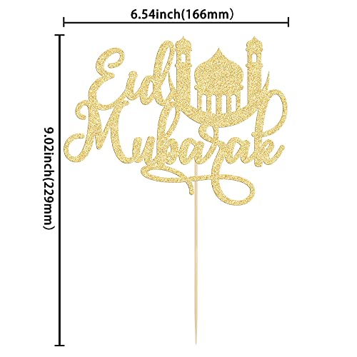 1 Pack Eid Mubarak Cake Topper Gold Glitter Moon Star Hajj Eid Cake Picks Islamic Muslim Festival Ramadam Kareem Party Cake Decorations Supplies - color: Gold-4