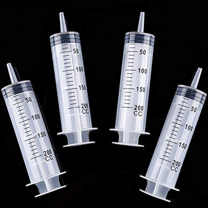 Frienda 4 Packs Syringes Without Needles,200 Ml | Large Plastic Measuring Tools for Food, Horse Care, Lab Dispensing, Graduated Markings, Reusable Multipurpose Applicators - size: 200 ml