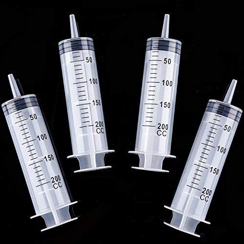 Frienda 4 Packs Large Plastic Syringe Measuring Syringe Tools Dispensing Multiple Uses (200 ml) - size: 200 ml