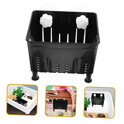 Generic Aquarium Isolation Box Fish Breeding Box for Tortoise Nursery Tank for Baby Fish Observation Window Plastic Rubber Construction - color: Black