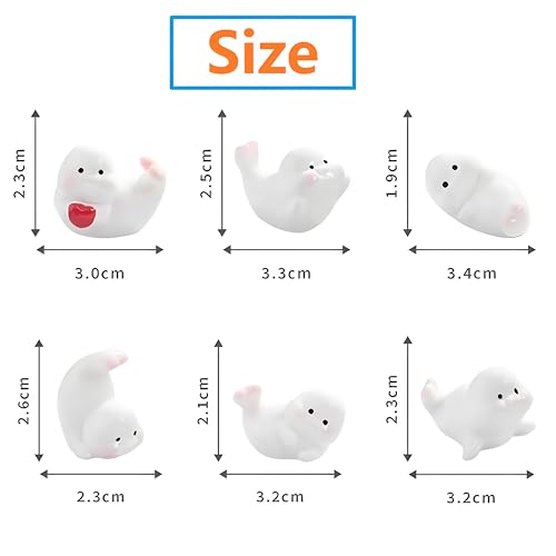 6Pcs Mini Seal Resin Figurines – Cute Marine Animal Ornaments for Micro Landscape, Eco Bottle DIY Projects, Aquarium Scene Decor, Moss Terrariums, Garden Displays, Desktop & Car Accessories.