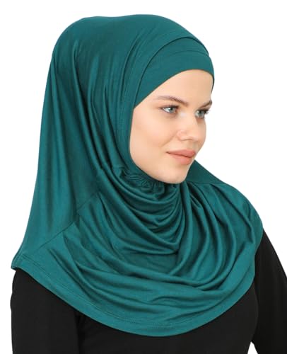 Prien Chic Ready To Wear Hijab For Women, Muslim Long Turban Undercap Set, Instant Scarf, Prayer Clothes For Girls, Abaya - color: Emerald