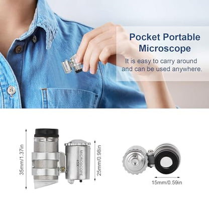 Rongon Small Magnifying Glass 45X Mini Pocket Microscope Jeweler Loupe Magnifier with 2 LED Lights for Jewelry Antiques