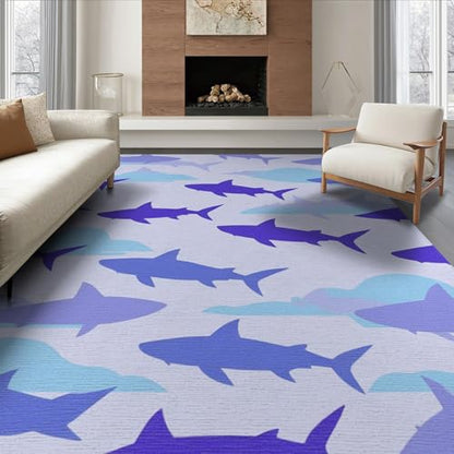6'x9' Washable Graphic Cloud Area Rug, Light Blue Foldable Non-Slip Large Carpet Foldable Easy Care Carpet for Queen Size Bedroom, Under Bed, Master Bedroom | Ref:2069997 - color: Blue/Pattern 1, size: 6' x 9' (Rectangular)