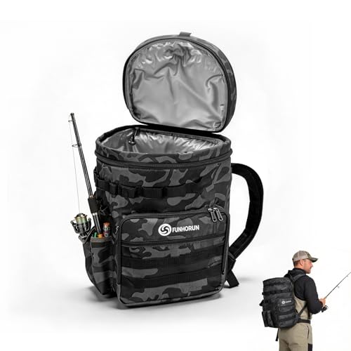 Fishing Bucket Organizer for 5 Gallon Bucket, Fishing Tackle Bag | With Backpack Straps, Detachable Lid & Multi-Pockets for Storage, Full Water-Resistant (Bucket, Seat & Tools Not Included) - style: Basic (Bucket, Seat & Tools Not Included)