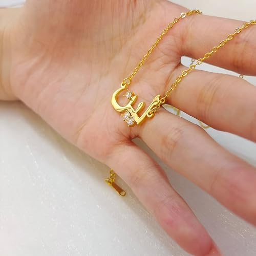 LUSSO Customized 14K Gold Filled Name Plate Necklaces For Women And Men - Customized Necklace Arabic Nameplate Pendant Ethnic, Personalized Name Necklace - color: 6 - Gold Name Necklace Personalized