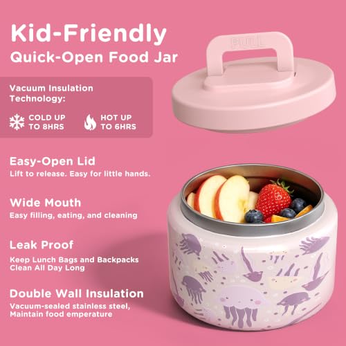 JXXM Bento Lunch Box for Kids with 8oz Soup Thermo,Leak-Proof Lunch Containers with 5 Compartment,Thermo Food Jar Food Containers for School (Pink-Jellyfish) - color: Pink-Jellyfish