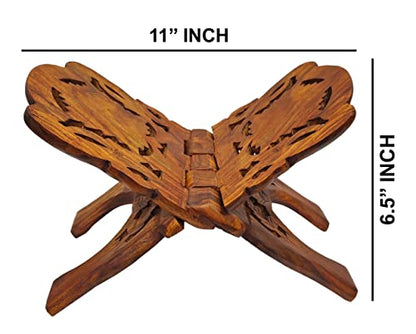 Craftsman 12 Inch Rahel Holy Book Stand for Pooja puja Gita Quran Bible Stand Holder. Folding Religious Rosewood Prayer Wooden Book (12 Inch) (12 Inch) (3. Brown) - color: 3. Brown