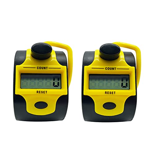 Tally Counter Digital LCD Electronic Handheld 5-Digit Number Count Clicker - color: Yellow