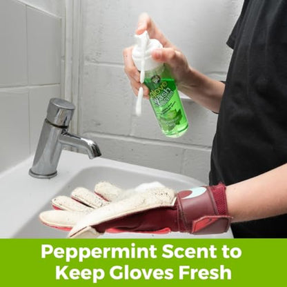 gloveglu Goalkeeper Gloves Wash & Foam | Specialized Foaming Wash Solution with DirTECH Latex Cleaning Formula | Deep Cleans Dirt & Sweat While Maintaining Grip and Glove Performance | 200ml - color: Peppermint Parry