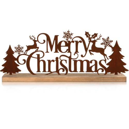 DoubleFill Merry Christmas Decorations for Home Office, Table Metal Sign - style: Merry Christmas