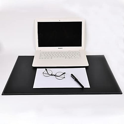 Desk Pad & Mat 24" x 18" Protector Large Mouse Pad PU Leather for Desktops and Laptops (Black) - color: Black-a110