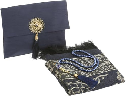Premium Area Rug for Islamic Prayers - Muslim Prayer Mat and Rug for Men with Arabic Gifts - Traditional Islamic Prayer Rug Islam - سجادة صلاة Included - color: Navy Blue