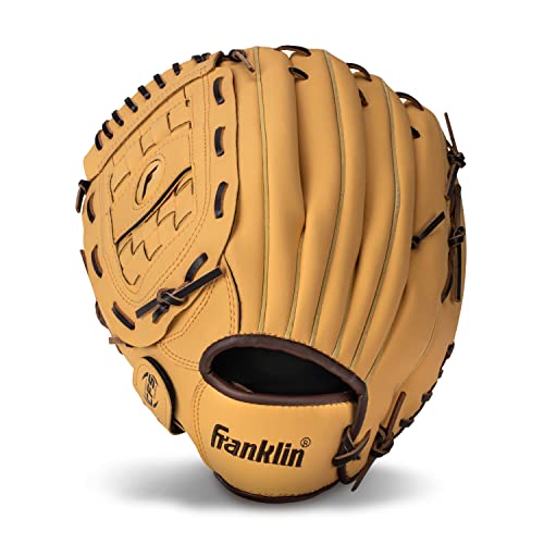 Franklin Sports Field Master Baseball + Softball Glove - Field Master Adult + Youth Baseball + Softball Mitt - Men's + Women's Gloves - color: Camel, style: 12.5" - Basket Web