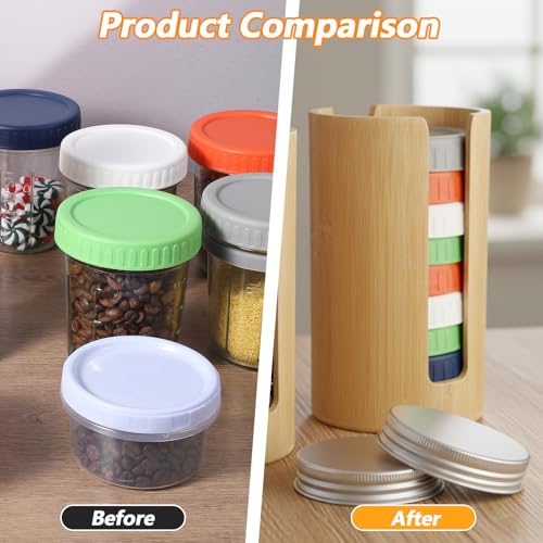 2Pcs Mason Jar Lid Organizer, Bamboo Vertical Storage Holder, Mason Jar Accessories, Bamboo Storage Holder for Home Kitchen Organization & Tumbler Lids (Wide Mouth) - size: Wide Mouth