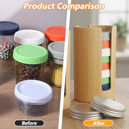 2Pcs Mason Jar Lid Organizer, Bamboo Vertical Storage Holder, Mason Jar Accessories, Bamboo Storage Holder for Home Kitchen Organization & Tumbler Lids (Wide Mouth) - size: Wide Mouth