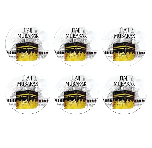 96PCS Yellow Hajj Mubarak Stickers Islamic Muslim Ramadan Decorations Eid Party Supplies