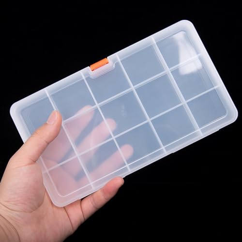 Jewelry Organizer (2 Pack) Clear Plastic Organizer Box (15 Girds), Beads Storage Containers Box for Small Items and Other Craft Projects,Size 7.91 x 4.37 x 0.71 in - size: 15 Grids