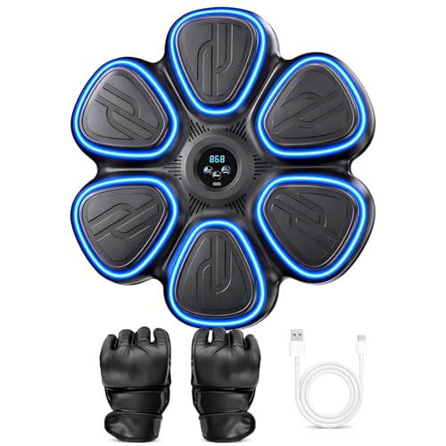 Music Boxing Machine for Kids-Interactive Wall Mounted Punching Target with Sound & Lights,Smart Boxing Trainer Machine Fitness Game Gymnastics Equipment for Home,Birthday Gift for Boys Girls Age 3-12 - color: 6 Strike Points-Teens 12+