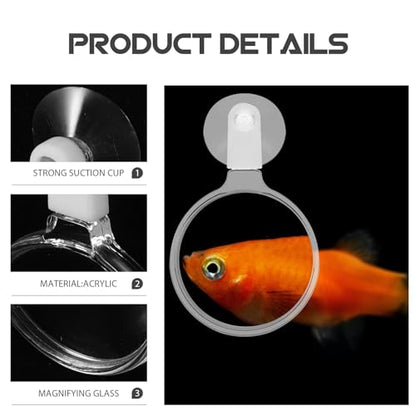 Mipcase Aquarium Magnifier, Acrylic Fish Tank Magnifying Glass, Fish Tank Viewer, Small Animal Magnifier with Suction Fish Tank Magnifying Glass Fish Tank Accessories