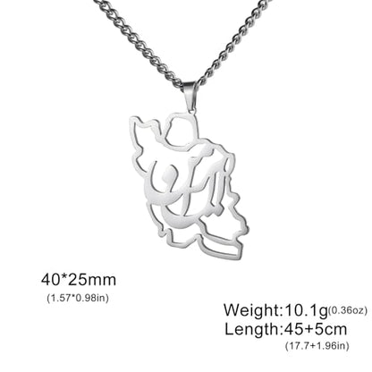 LIKGREAT Iran Map Necklace with Persian Calligraphy Stainless Steel Iranian Cultural Farsi Script Pendant Necklace Patriotic Peace Jewelry - color: 1-sliver