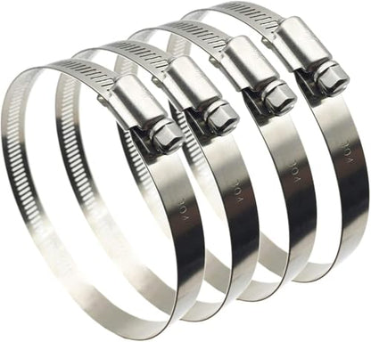 4" (Diameter) Adjustable 304 Stainless Steel Duct Clamps Hose Clamp Pipe Clamp Air Ducting Clamp worm drive hose clamps (4Pcs, 91mm-114mm) - size: 4" -4Pcs