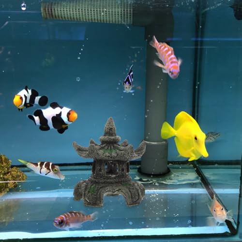 Toddmomy Pagoda Lantern Aquarium Landscaping Ornament Cave Decor Aquarium Breeding Cave Shrimp Shelter Fish Hideout Hideaway Fish Tank Bonsai Landscape Decor