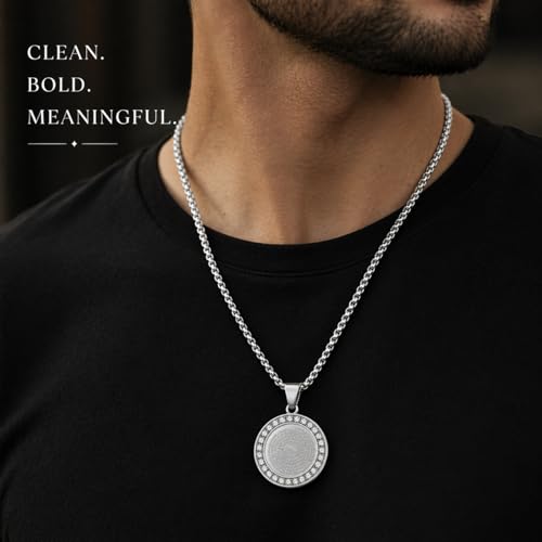 Steeltime Stainless Steel Lords Prayer Necklace with Simulated Diamonds - color: Silver, style: Reversible Round Pendant