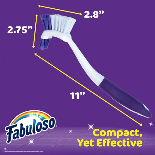 Fabuloso Long Tile Brush with Spot Scrubber, White and Purple, 11 Inch - size: Tile Brush w/ Spot Scrubber