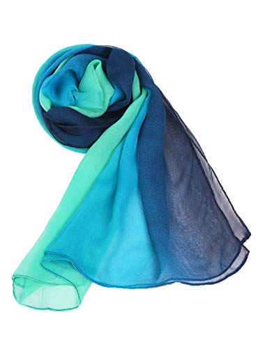 uxcell Women'sChiffon Sheer Long Scarf Silky Gradient Party - color: Blue Green