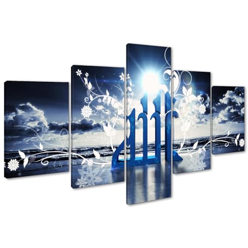 Yatsen Bridge Arabic Calligraphy 5 Piece Canvas Wall Art Islamic Painting Print Artwork Religious Muslim Posters Home Decor for Bedroom Decor, Ready to Hang 60''W x 40''H - color: Artwork-09, size: 60''W x 40''H