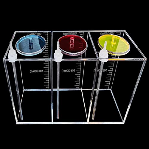 Liquid srorage Bucket Made of acryli,Reservoir dosing Container,Aquarium Air Pump Accessories,dosing Pump Liquid containers of Three-Grid(Total Capacity 4.5L/1.19gal Yellow red Blue lid) - size: 4.5L 3grid yellow red blue lid