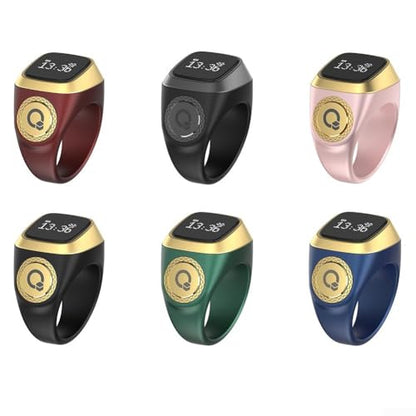 IQibla Smart for Zikr Ring with Digital Counter, Vibration Reminder, for OLED Display, 40mAh and Prayer Time Alerts for Muslims, Black(18mm Pink) - size: 18mm Pink
