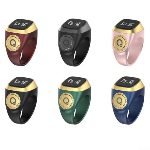 IQibla Smart for Zikr Ring with Digital Counter, Vibration Reminder, for OLED Display, 40mAh for battery and Prayer Time Alerts for Muslims, Black(18mm green) - size: 18mm green