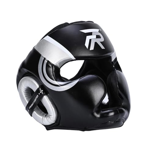 Boxing Headgear Face Cover Forehead and Ear Protection Full Face Protection for Sparring Karate Taekwondo Training Men Women - color: Argent M