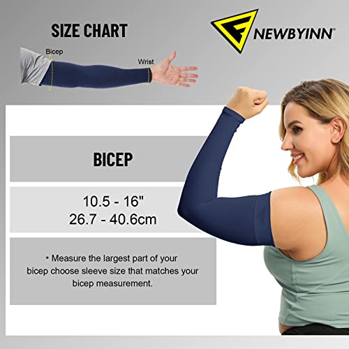 Newbyinn Arm Sleeves for Men Women, Size L - XL, UV Sun Protection Sleeve - color: 2 Pairs: Black + Dark Grey