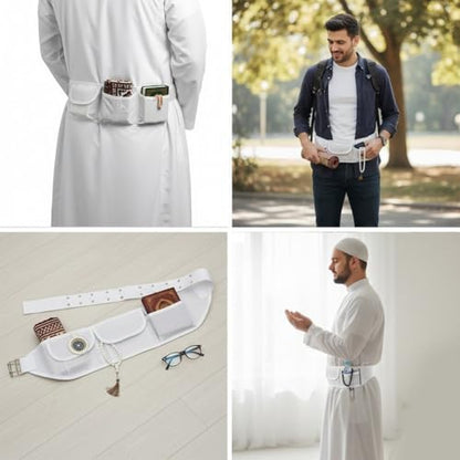 Hajj Umrah Waist Belt Ihram Pilgrimage Bag with Zip Pockets for Passport Money Travel Organizer - color: Three-pocket Style