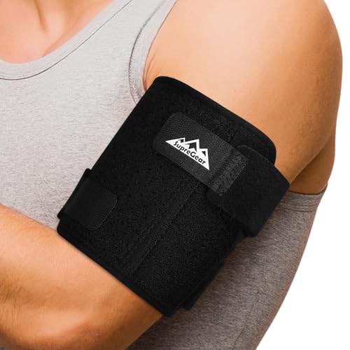 supregear Bicep Tendonitis Brace Compression Sleeve Support, Comfortable Upper Arm Tricep & Bicep Support Brace for Pain Relief, Muscle Strains and Inflammation (Black, M) - size: Medium